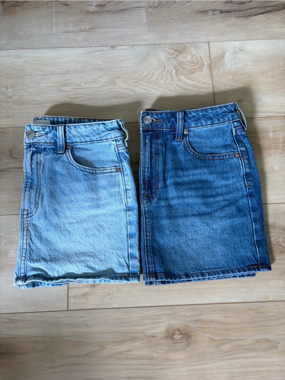 PacSun womans Jean Skirt Pair in Light Blue and Dark Blue